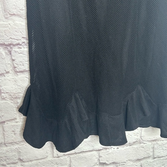 HELLO MOLLY Black Mesh Sweetheart Neckline Ruffle Hem Off Shoulder Mini Dress - Picture 8 of 15